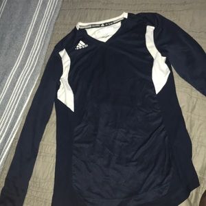 Long Sleeve Adidas Navy Blue Climalite Junior XS